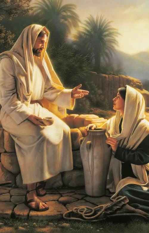 Jesus conversando com a mulher samaritana junto ao poço